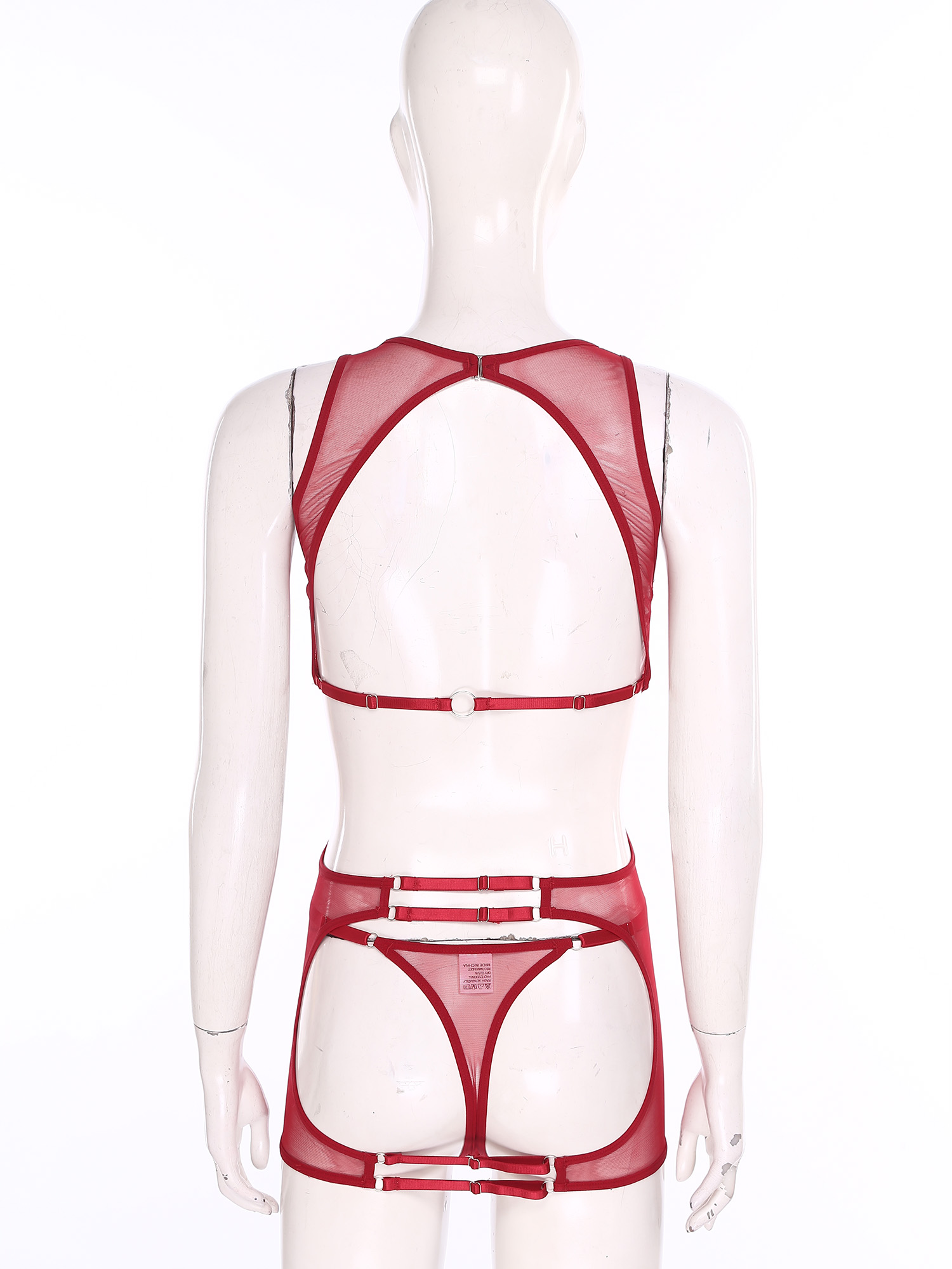 Sexy Mesh Sheer Bodycon Dress - ชุดมินิเดรสซีทรูตาข่ายเซ็กซี่สำหรับผู้หญิง พร้อมบิกินี่คลุมแบบเปิดหลัง โชว์สะโพก ทรงเข้ารูป ไม่มีแขน เหมาะสำหรับฮันนีมูน