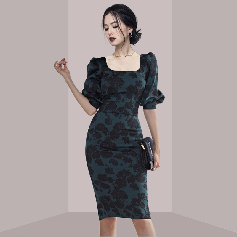 ชุดเดรสยาวระดับกลาง ลายดอกไม้  - French Vintage Floral Midi Dress บทวิจารณ์และราคา