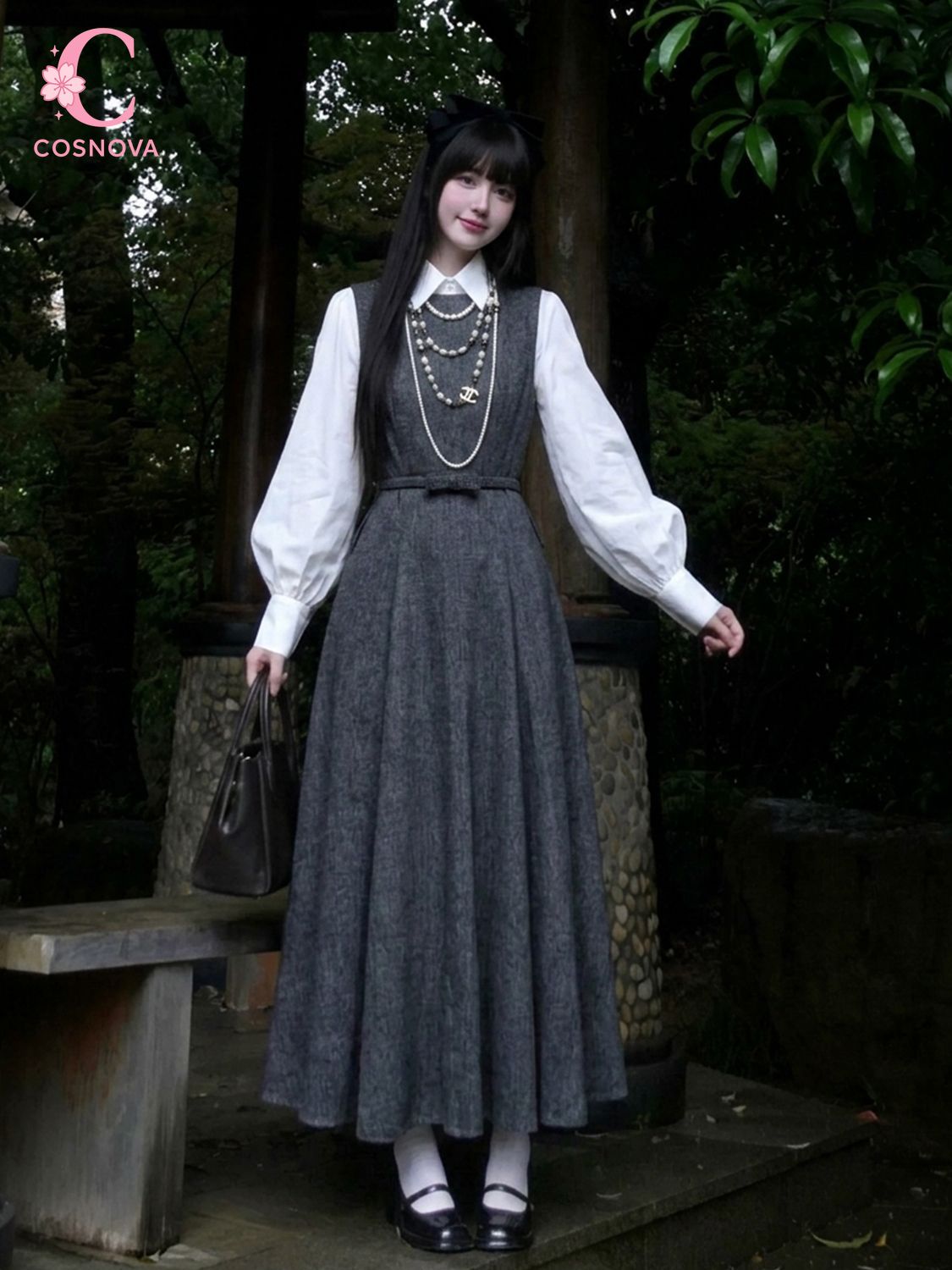 ชุดเดรส 2 ชิ้นสไตล์เฮปเบิร์นเก - Korean Style A Line Shirt Dress บทวิจารณ์และราคา