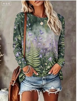 เสื้อยืดแขนยาวผู้หญิง พื้นหลัง - Blouses บทวิจารณ์และราคา
