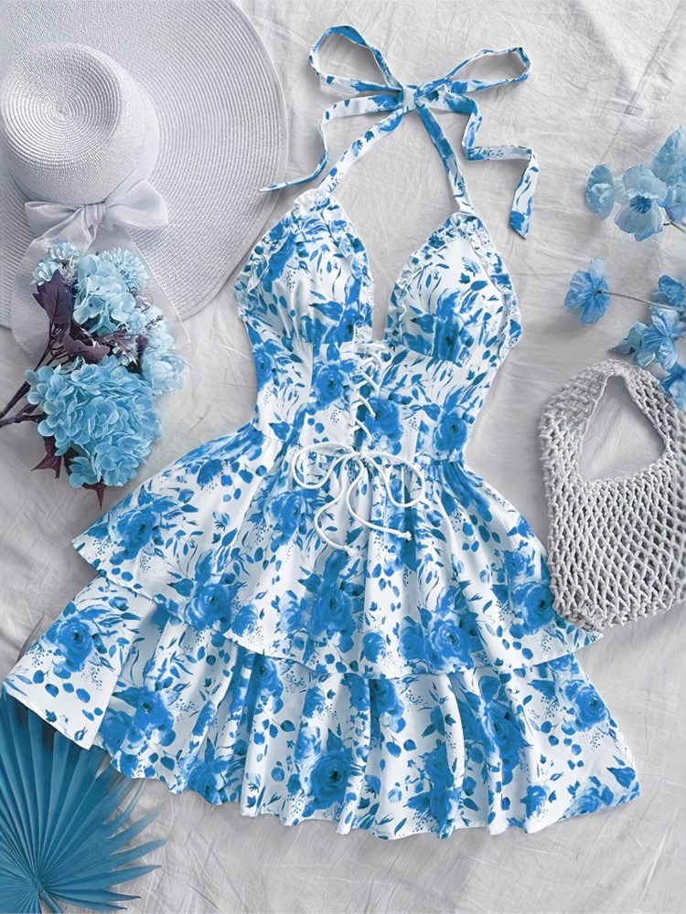 ชุดเดรสสั้นสไตล์วินเทจสำหรับผู - French Vintage Floral Midi Dress บทวิจารณ์และราคา
