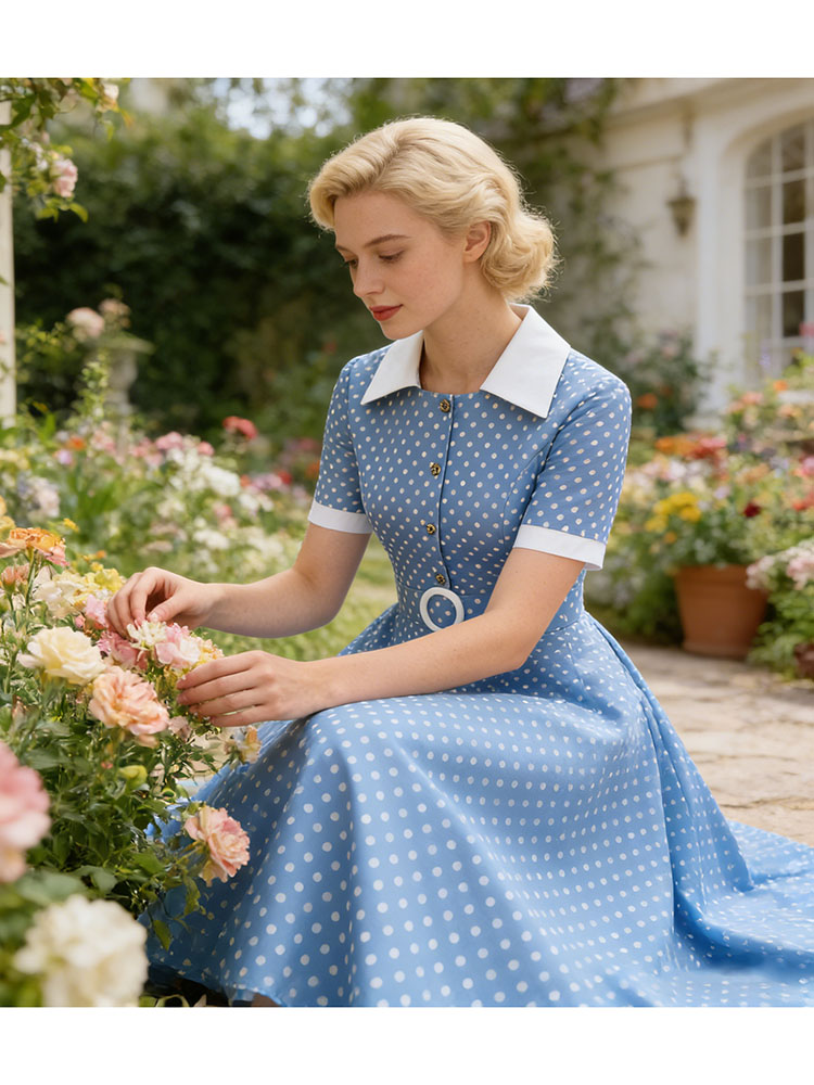 ชุดเดรสฤดูร้อนสไตล์วินเทจสำหรั - French Vintage Floral Midi Dress บทวิจารณ์และราคา